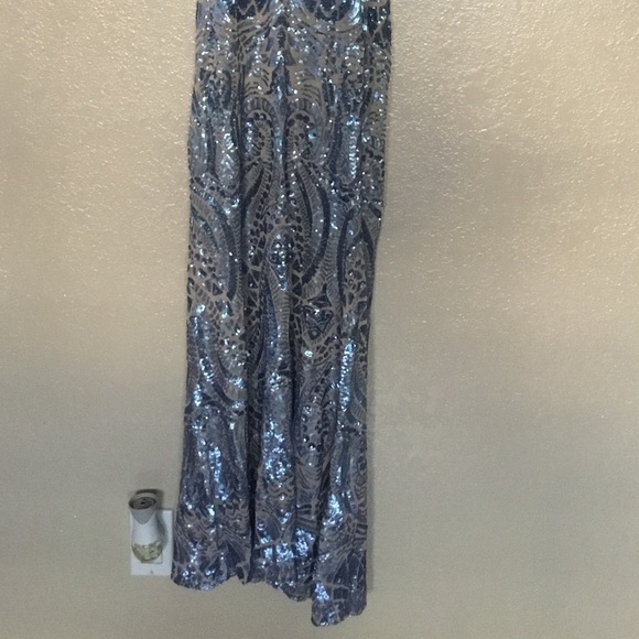 Camille la vie blue sequin formal maxi dress Sz 4 - Picture 4 of 6